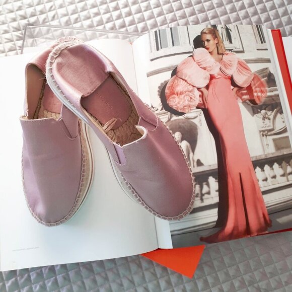 EUC Zara blush pink satin effect slip on espadrille style shoes, US 6 - Picture 5 of 16